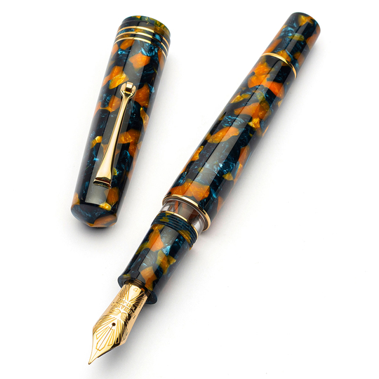 Leonardo Momento Zero Grande 2.0 Penna Stilografica Crepuscolo Marino & Oro Pennino 8 14k