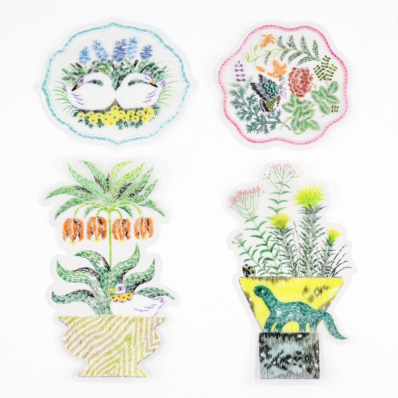 Hobonichi Hobonichi Transparent Embroidery Sticker Set iyo okumi: My Garden