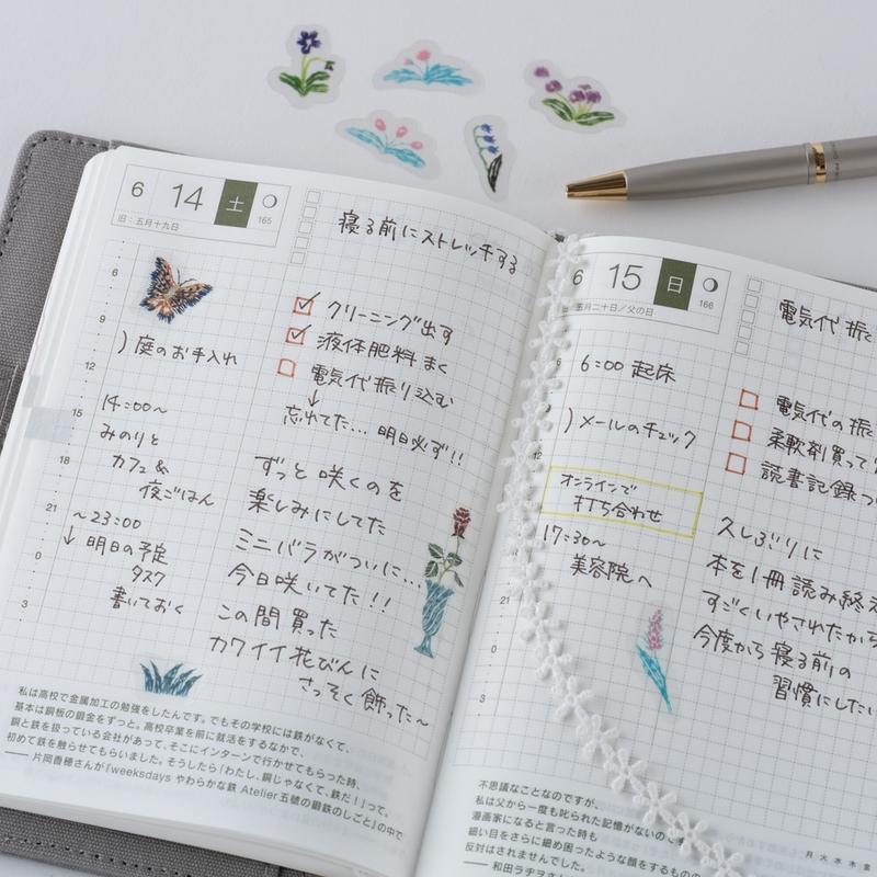 Hobonichi Hobonichi Transparent Embroidery Sticker Set iyo okumi: My Garden