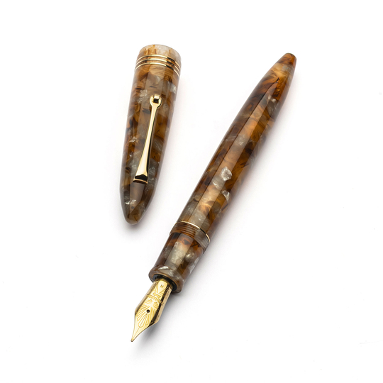 Leonardo Furore Penna Stilografica Acque Ambrate & Oro 14k