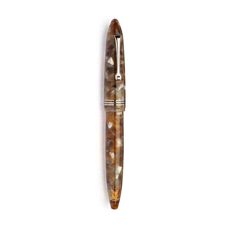 Leonardo Officina Italiana Leonardo Furore Penna Stilografica Acque Ambrate & Rodio 14k