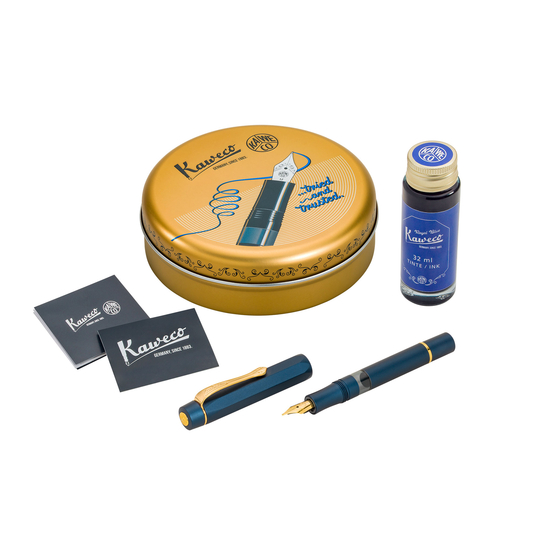 Kaweco Sport Piston Filler Starter Set Penna Stilografica e Inchiostro Navy & Oro