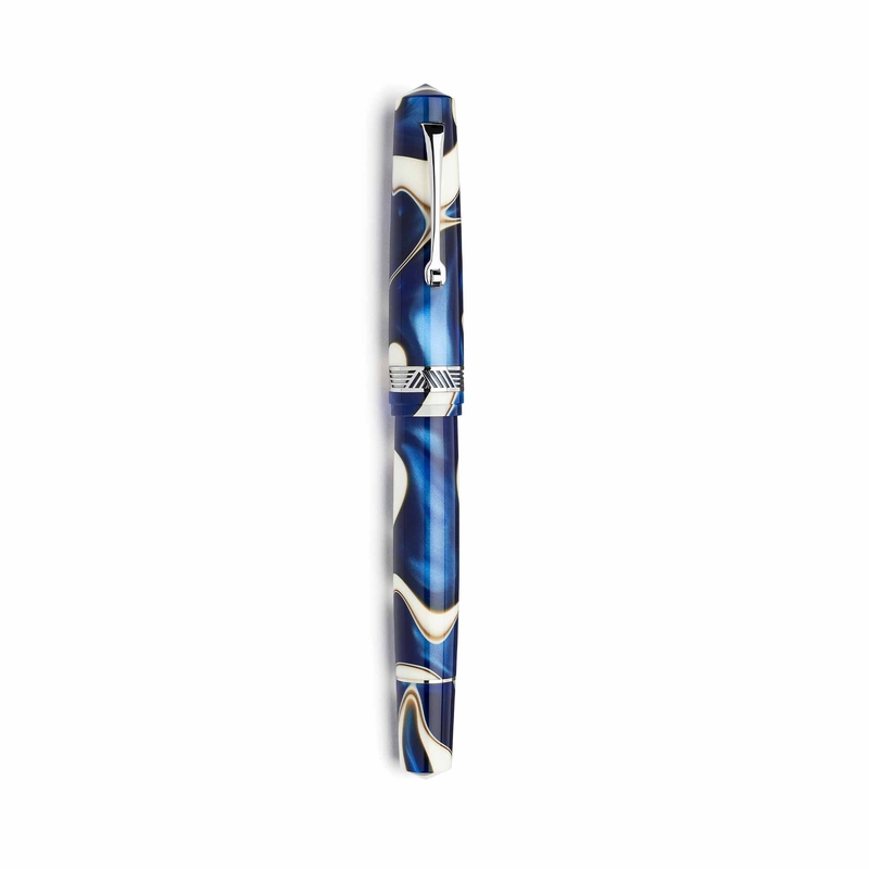 Leonardo Officina Italiana Leonardo Momento Magico Penna Stilografica Onda Blu & Rodio 14k