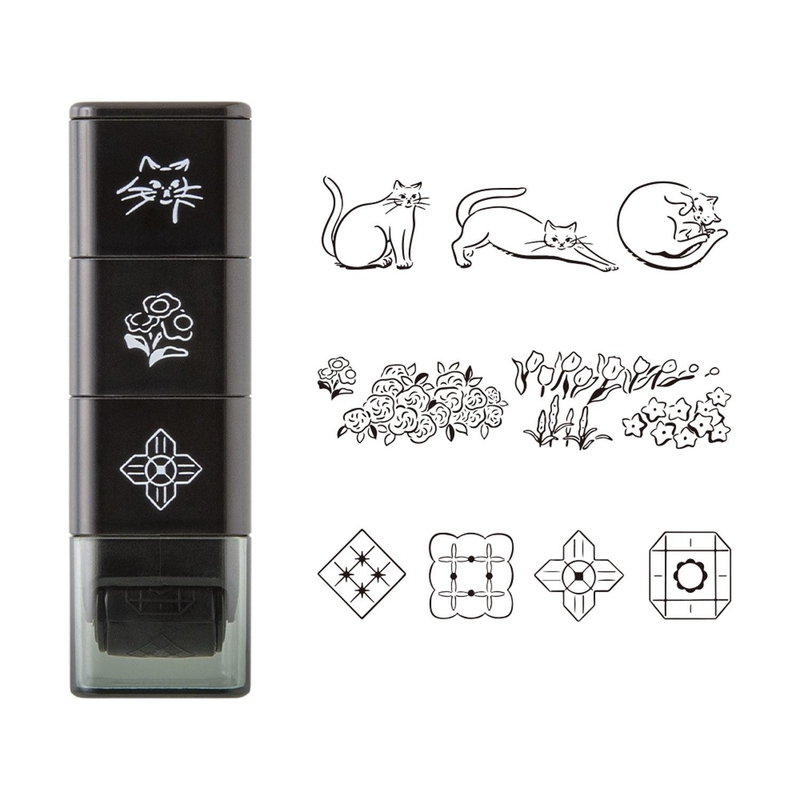 Midori Midori Paintable Stamp Roller Cat & Landscape