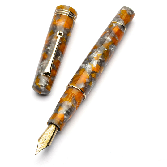Leonardo Momento Zero Penna Stilografica Lava e Cenere & Oro 14k
