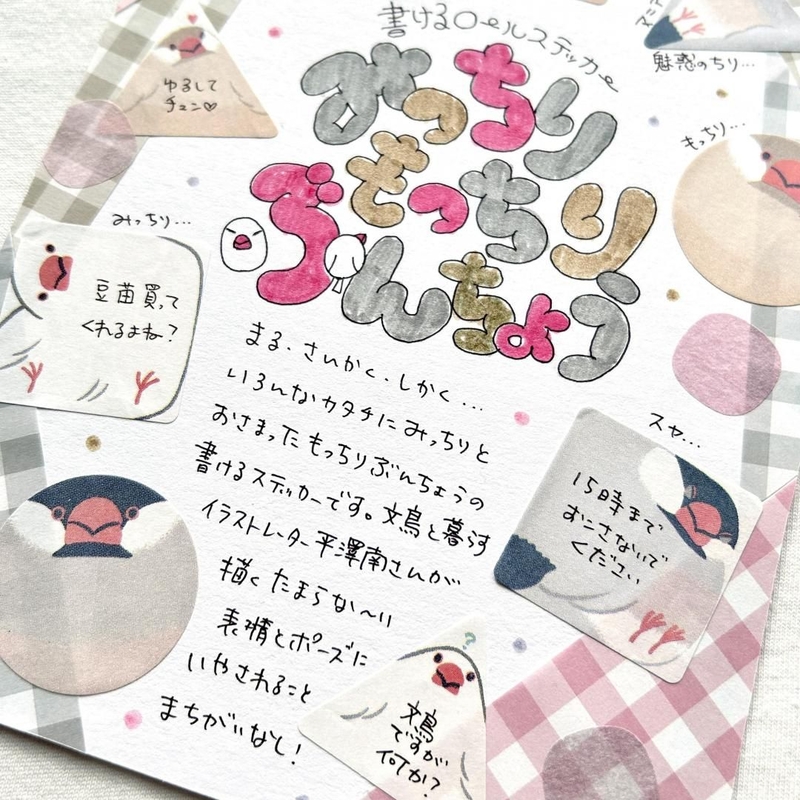 Bande Bande Washi Tape Writable Roll Sticker Chubby Java Sparrow