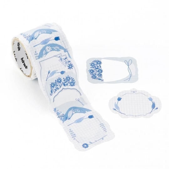 Bande Washi Tape Adesivo in Rotolo Scrivibile Blue Flowers