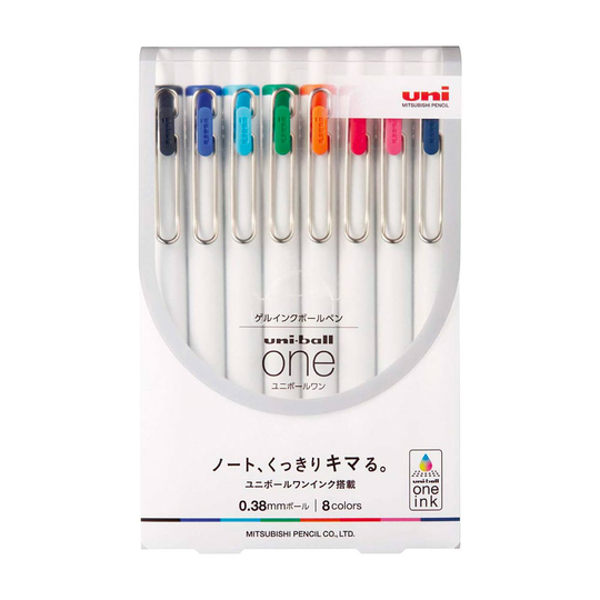 Uni-ball One 0.38 mm Set di 8 Penne Gel