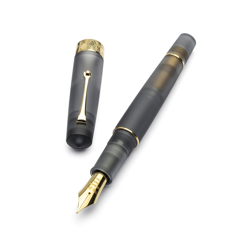 Leonardo Officina Italiana Leonardo Momento Zero Grande Pura Penna Stilografica Grigia & Oro Pennino 8
