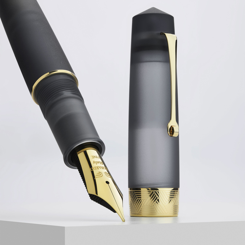 Leonardo Officina Italiana Leonardo Momento Zero Grande Pura Penna Stilografica Grigia & Oro Pennino 8