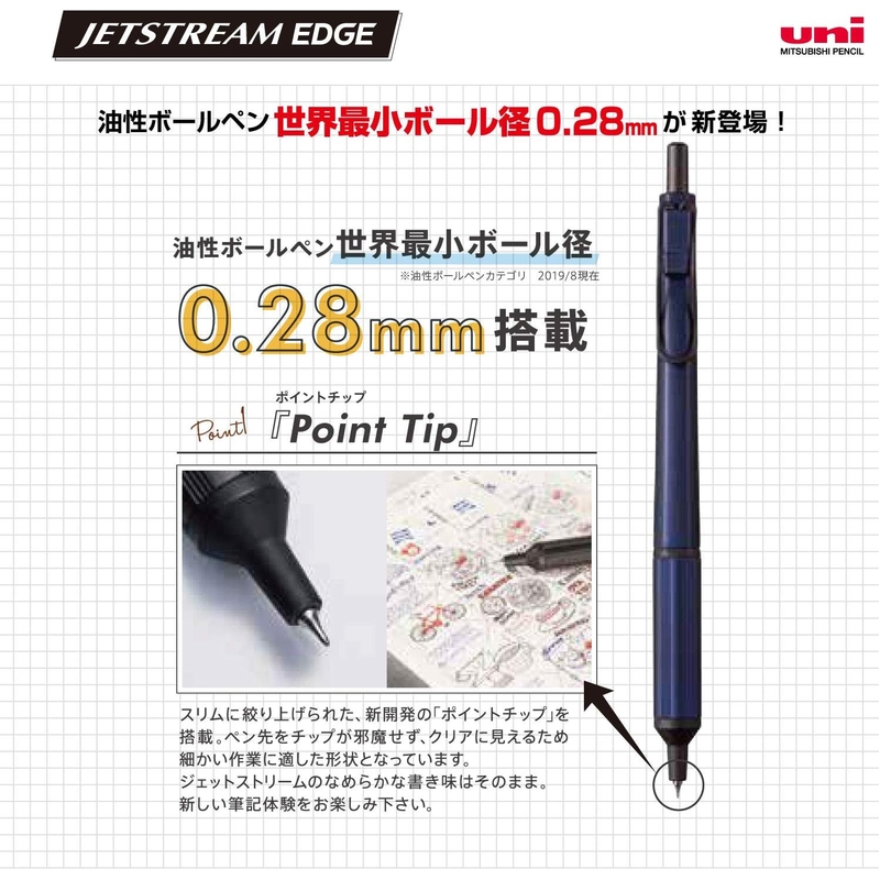 Uni Uni Jetstream Edge 0.28 mm Penna Sfera White Red