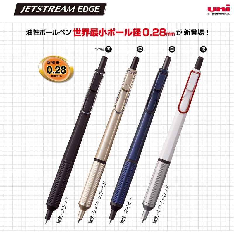 Uni Uni Jetstream Edge 0.28 mm Penna Sfera White Red