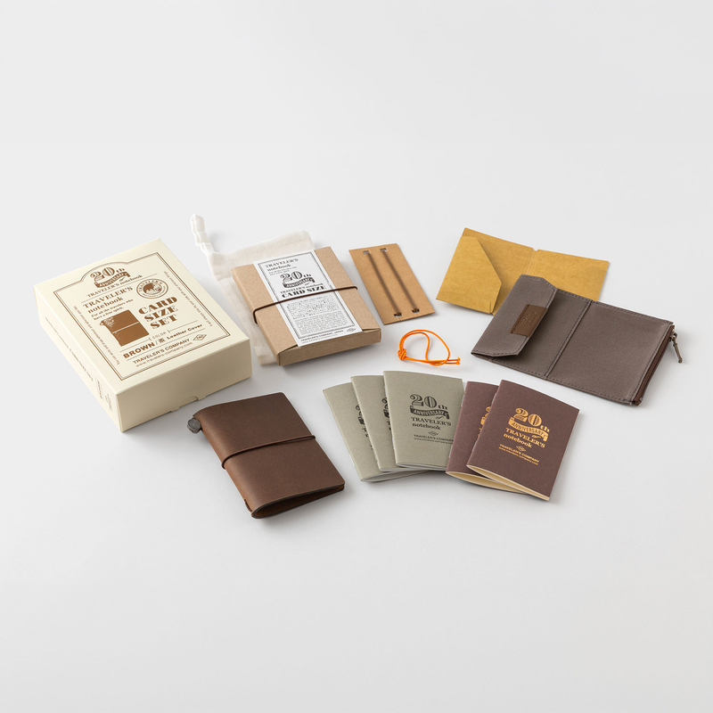 Traveler's Company Traveler's Notebook Card Size 20th Anniversary Set Marrone