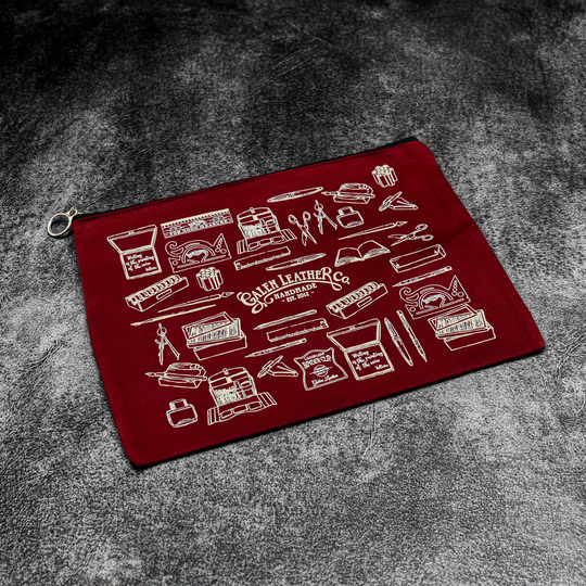 Galen Leather Canvas Clutch Burgundy