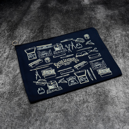 Galen Leather Astuccio in Tela Navy Blue