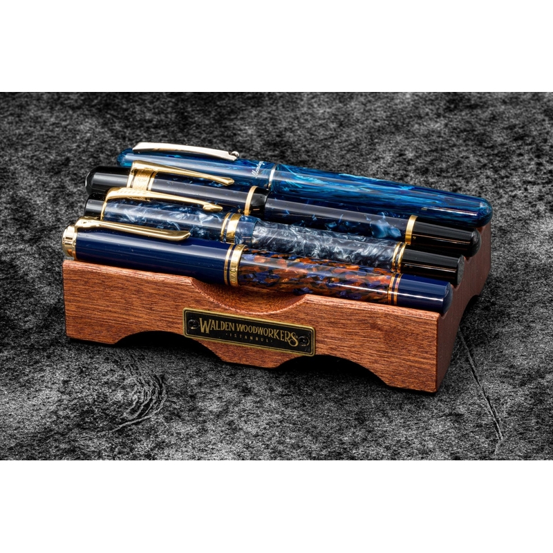Galen Leather Galen Leather The Pen Bridge Wooden Pen Stand Mahogany