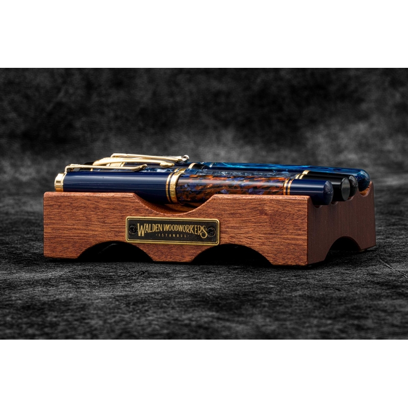 Galen Leather Galen Leather The Pen Bridge Wooden Pen Stand Mahogany