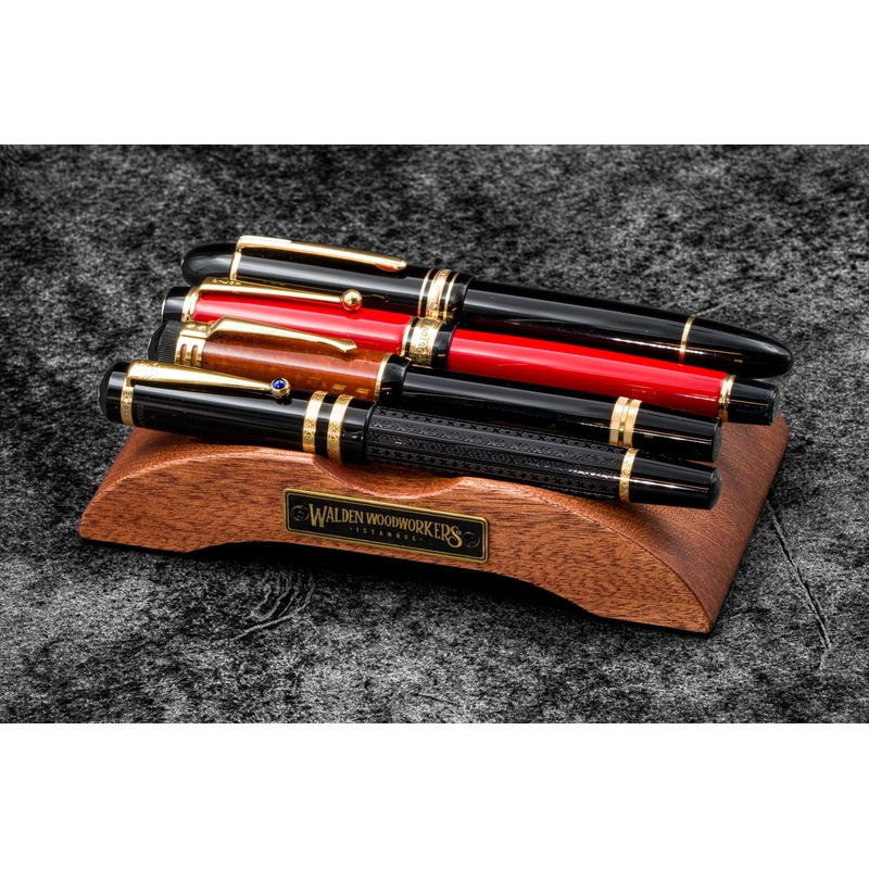 Galen Leather Galen Leather The Pen Arch Wooden Pen Stand Mahogany