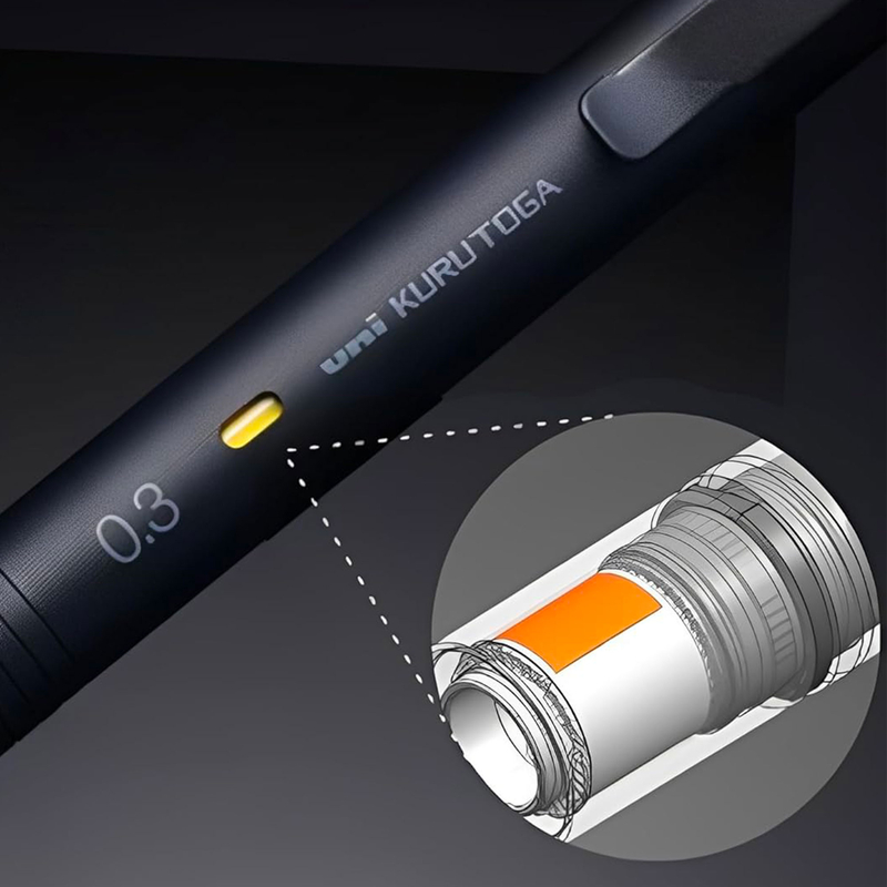 Uni Uni Kuru Toga Metal Mechanical Pencil 0.3 mm Nocturne Black