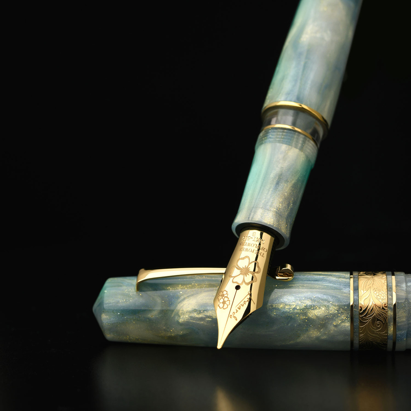 Leonardo Officina Italiana Leonardo Momento Zero Grande 2.0 Penna Stilografica Ortensia Pennino 8 14k Edizione Limitata