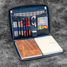 Galen Leather Galen Leather Compendium Bag Zippered Folio A4 Crazy Horse Navy Blue