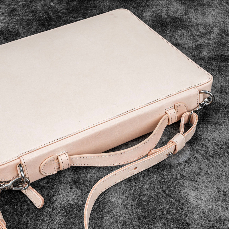 Galen Leather Galen Leather Compendium Bag Zippered Folio A4 Undyed