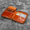 Galen Leather Galen Leather Zippered 6 Slots Pen Case with A6 Notebook Deep Cognac