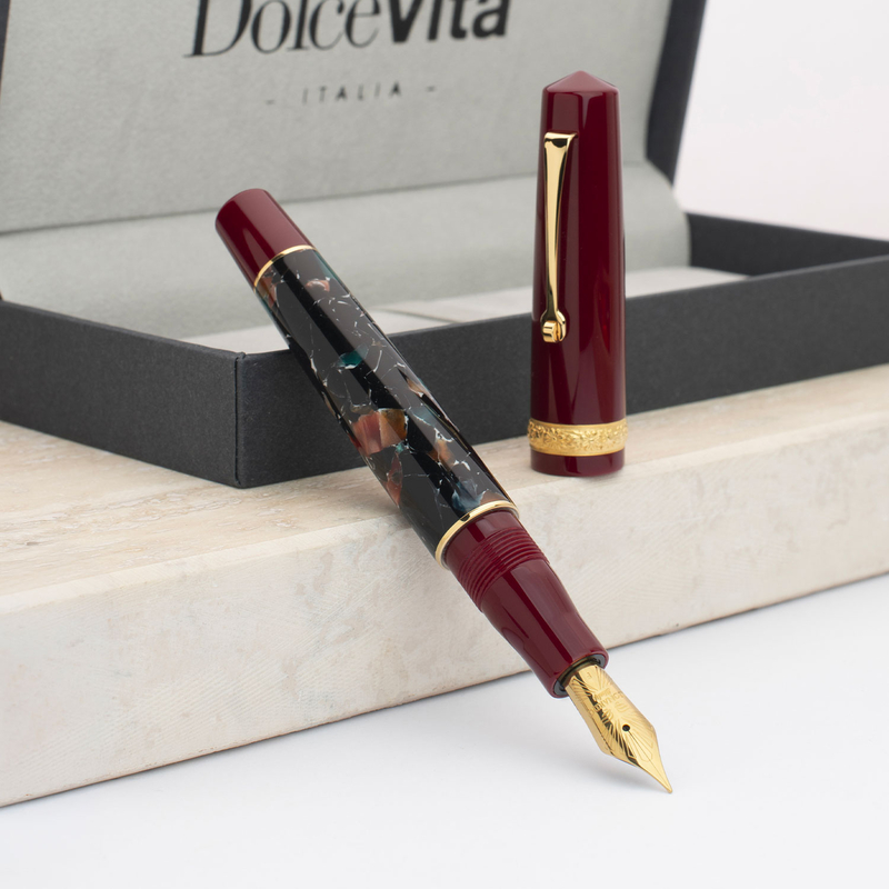 Dolcevita Leonardo x Dolcevita Momento Zero Fountain Pen Marmo Pompei & Gold