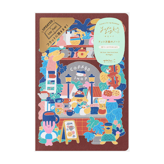 Midori Yuru Log Notebook B6 Coffee Shop Dot