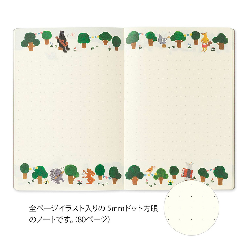 Midori Midori Yuru Log Notebook B6 Forest Animal Dot