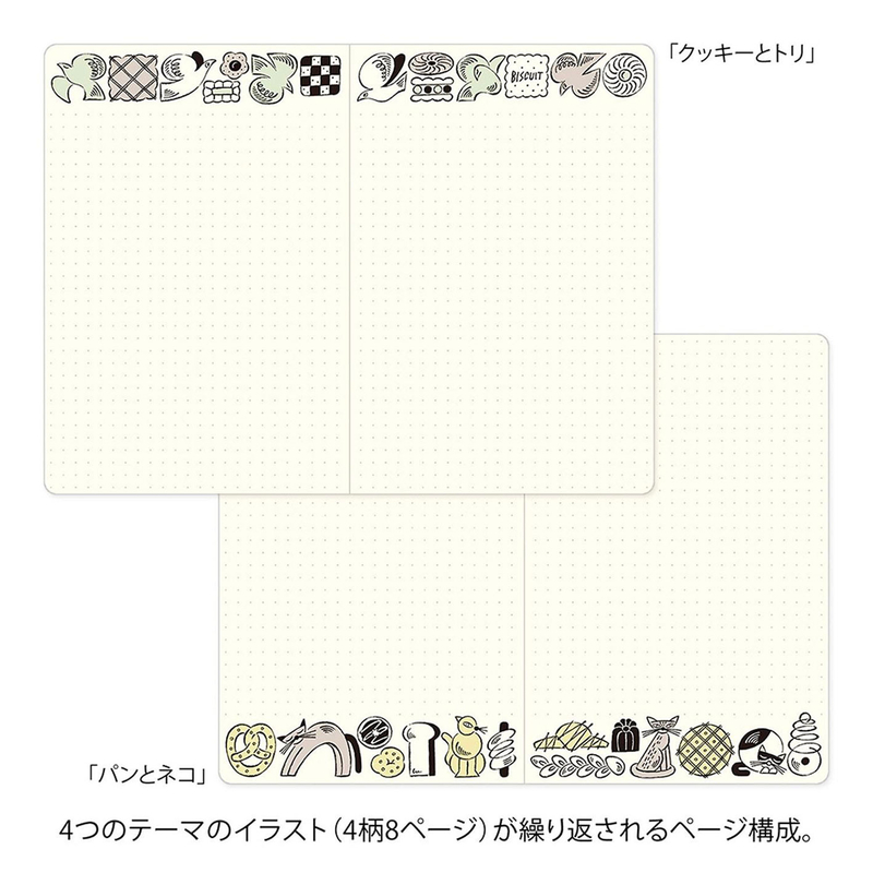 Midori Midori Yuru Log Notebook B6 Sweets & Animals Dot