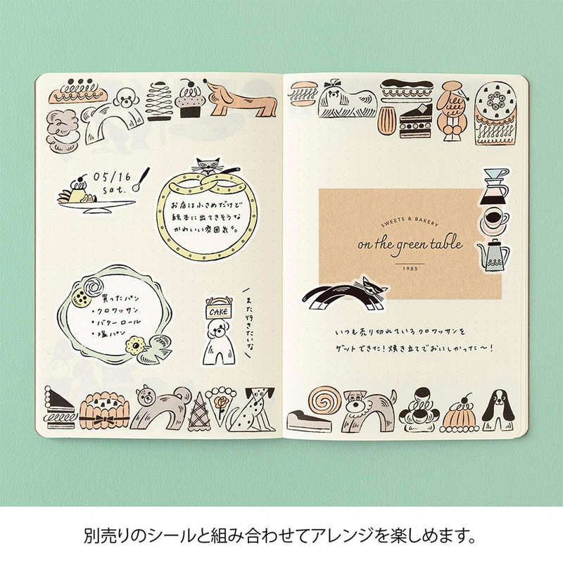 Midori Midori Yuru Log Notebook B6 Sweets & Animals Dot