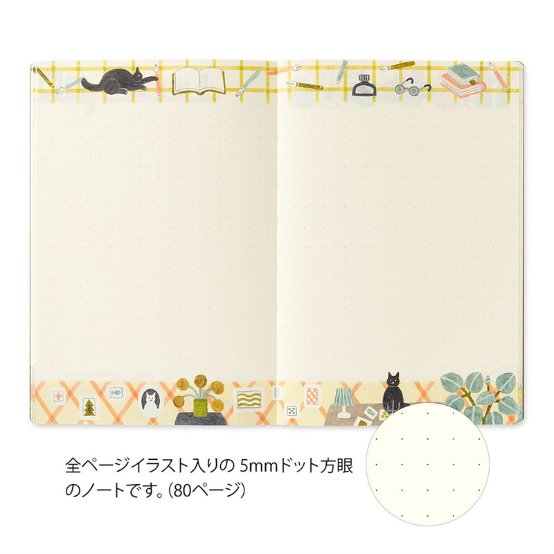 Midori Midori Yuru Log Notebook B6 Cat Dot