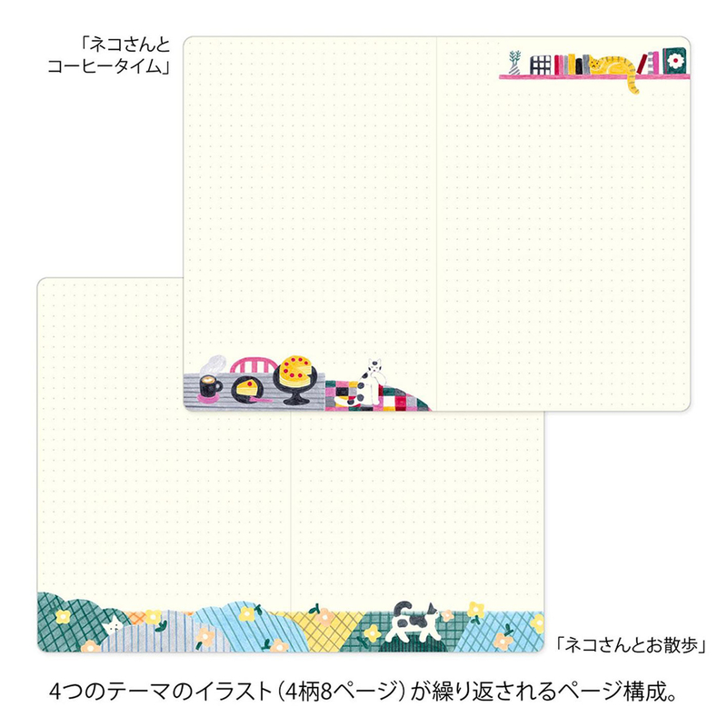 Midori Midori Yuru Log Notebook B6 Cat Dot