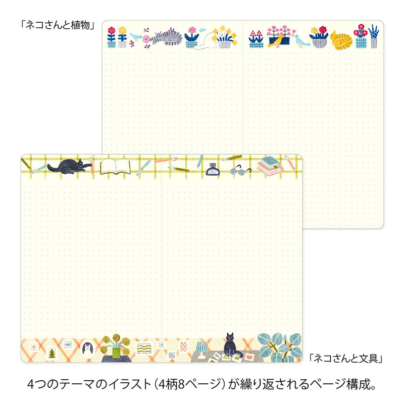 Midori Midori Yuru Log Notebook B6 Cat Dot
