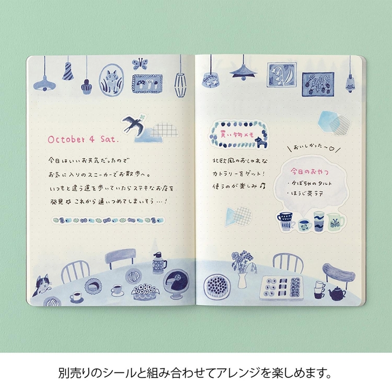 Midori Midori Yuru Log Notebook B6 Blue Nordic Dot