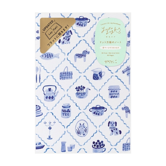 Midori Yuru Log Notebook B6 Blue Nordic Dot