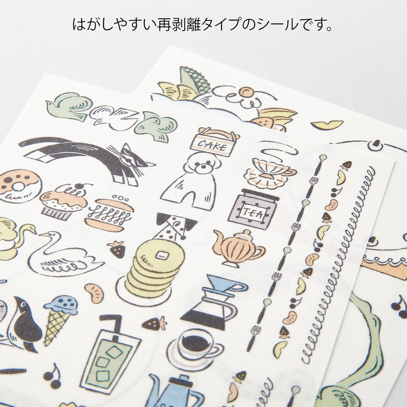 Midori Midori Yuru Log Adesivi Decorativi 2 Fogli Sweets & Animals