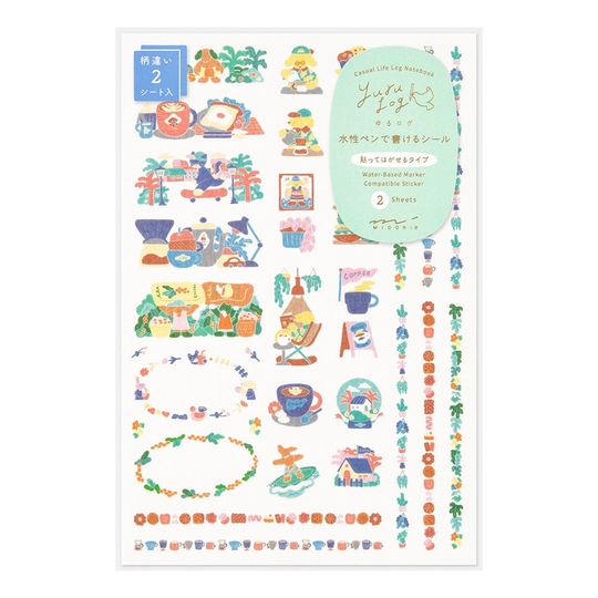 Midori Yuru Log Adesivi Decorativi 2 Fogli Coffee Shop