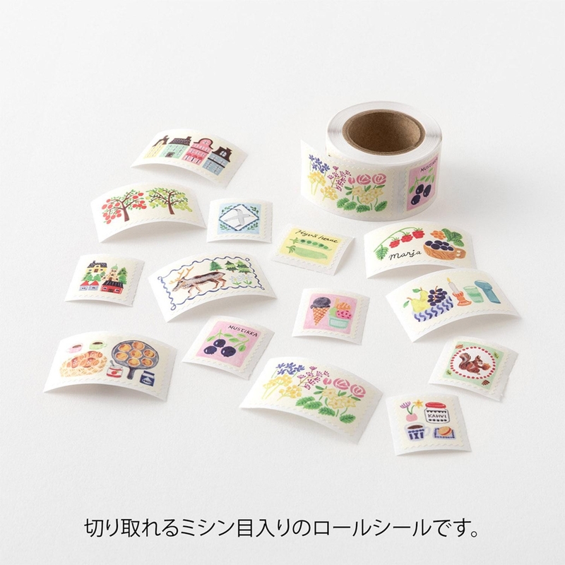 Midori Midori Yuru Log Roll Sticker Stamps