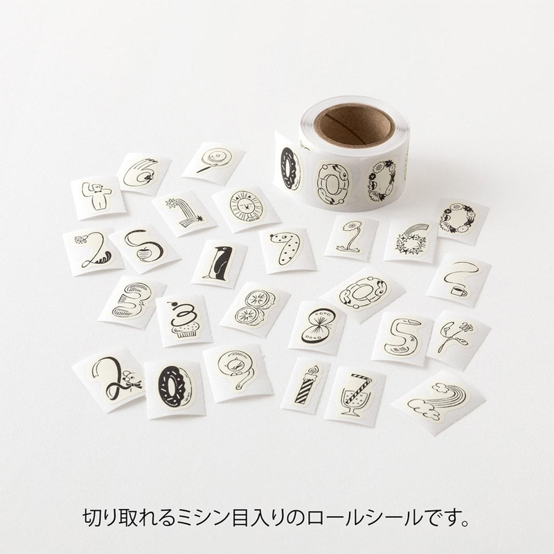 Midori Midori Yuru Log Roll Sticker Numbers