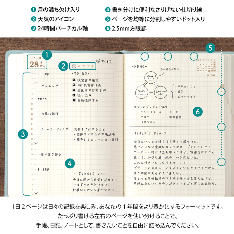 Midori Midori Hibino 2027 Agenda Giornaliera A6 Blue Green