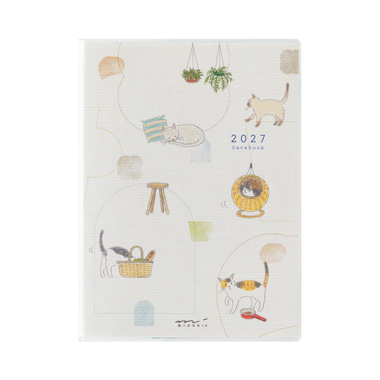Midori Pocket Diary 2027 Agenda Settimanale A6 Gatti