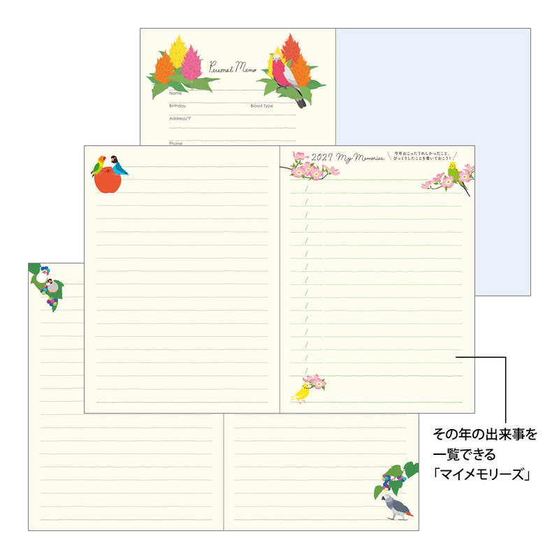 Midori Midori Pocket Diary 2027 Agenda Settimanale A6 Uccelli