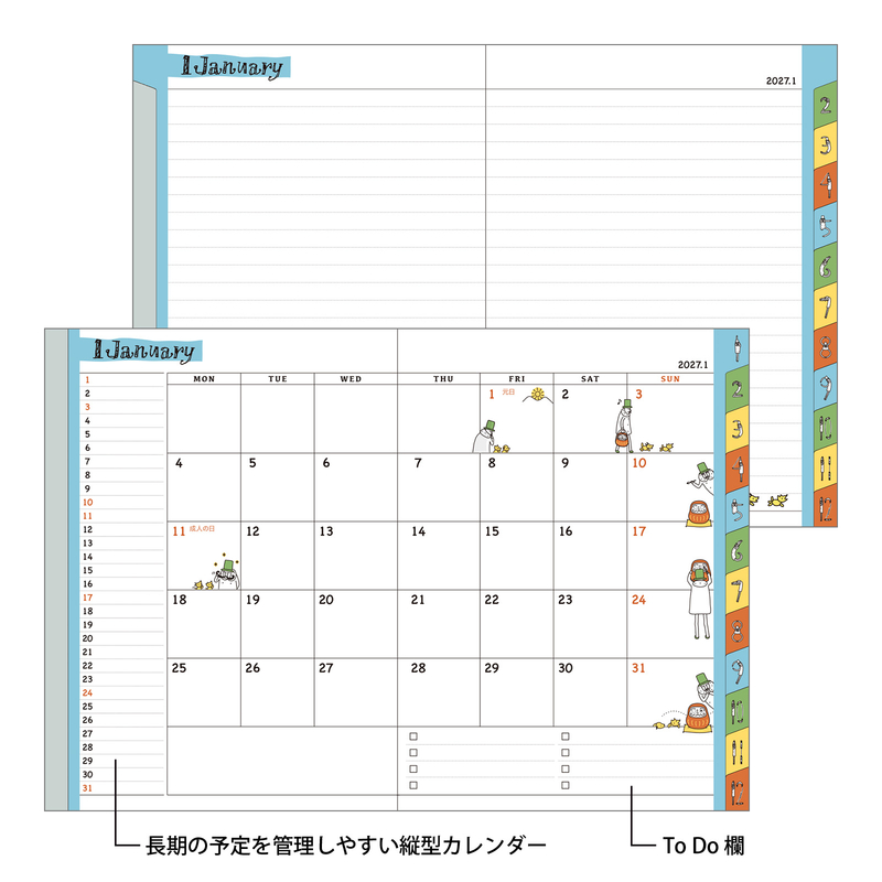 Midori Midori Pocket Diary 2027 Agenda Mensile A6 Ojisan