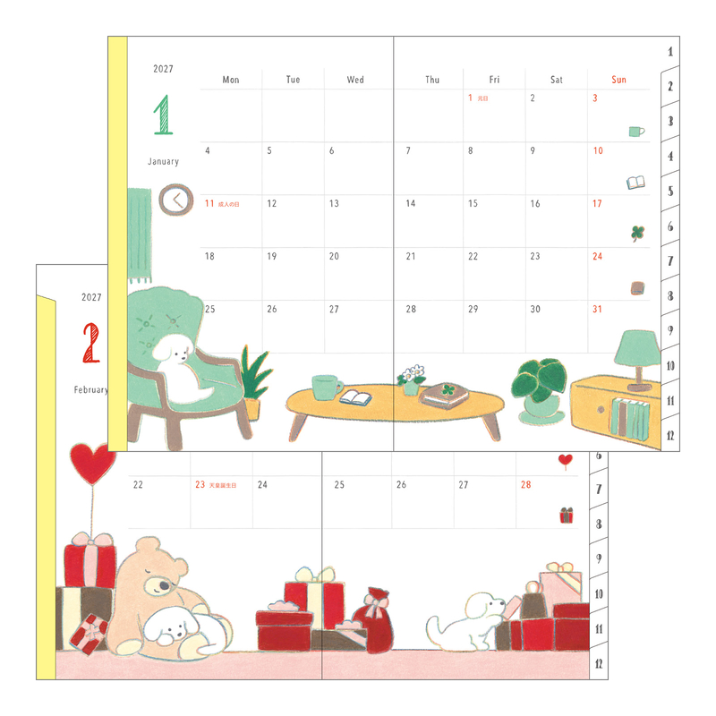 Midori Midori Pocket Diary 2027 Agenda Settimanale B6 Cani