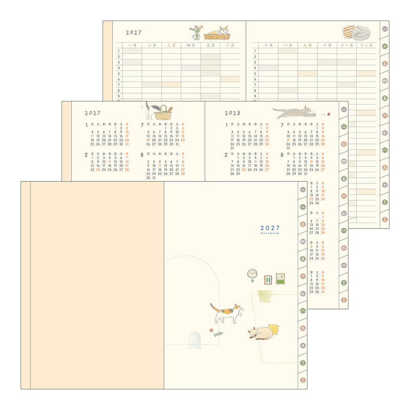 Midori Midori Pocket Diary 2027 Agenda Settimanale B6 Gatti