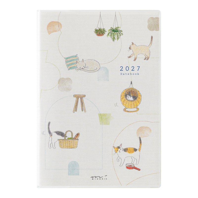 Midori Midori Pocket Diary 2027 Agenda Settimanale B6 Gatti