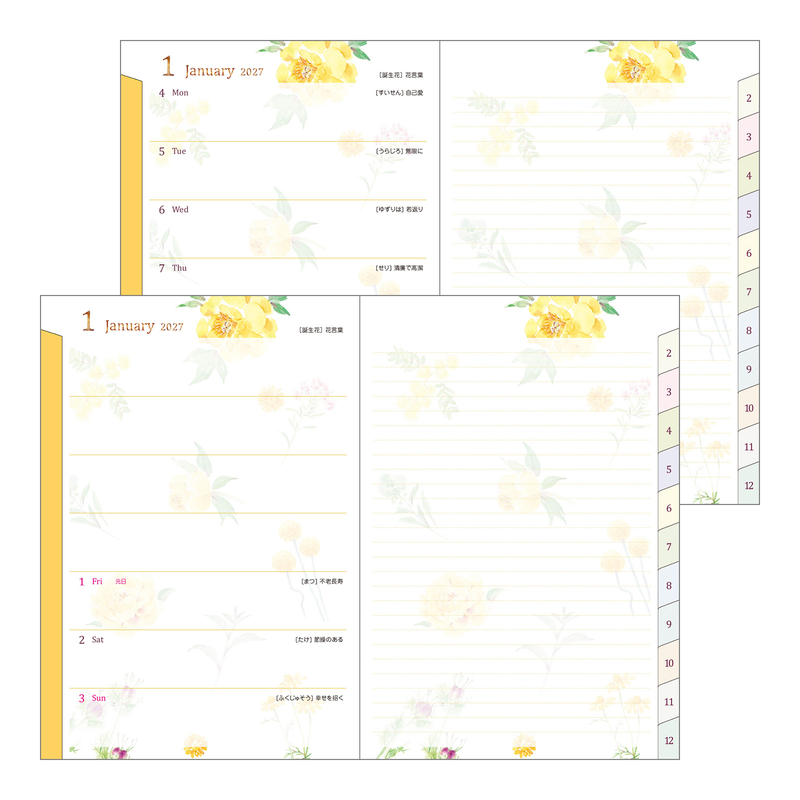 Midori Midori Pocket Diary 2027 Agenda Settimanale B6 Fiori