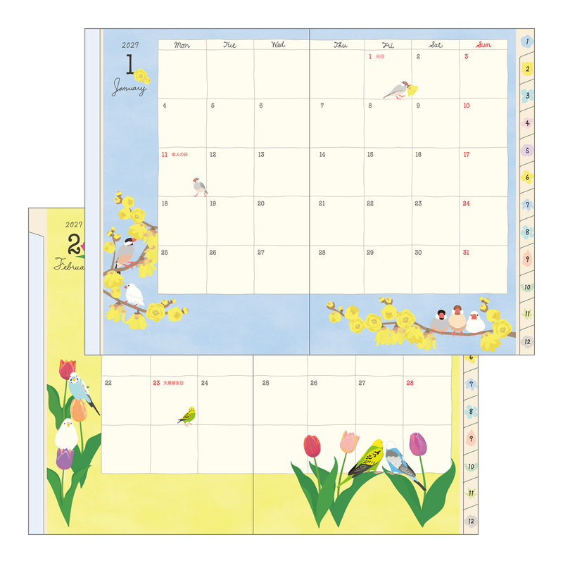 Midori Midori Pocket Diary 2027 Agenda Settimanale B6 Uccelli